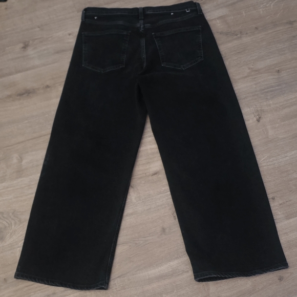 AGOLDE Ren Womens Wide Leg Hush Black High Rise Ankle Denim Jean Size 30 Organic - Picture 12 of 14